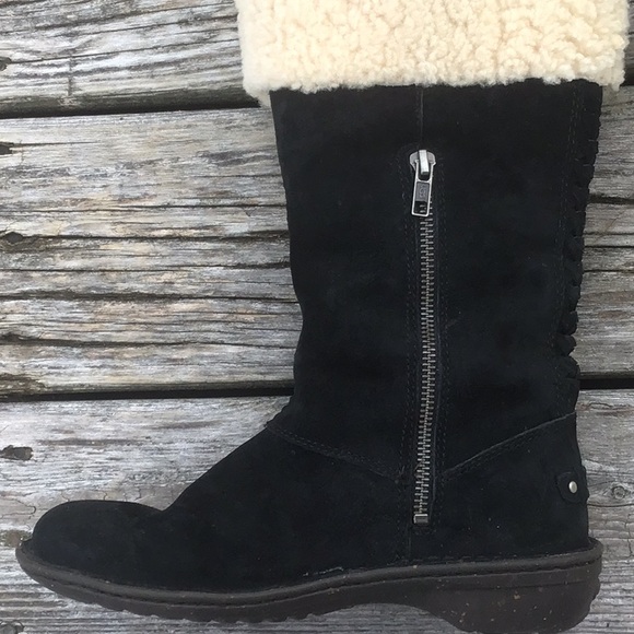UGG Karyn Silkee Suede Sheepskin Cuff Boots - Picture 4 of 14